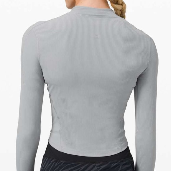 Lululemon Gloss Trim Long Sleeve Running Half-Zip in Gray - Picture 2 of 4